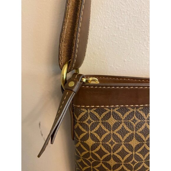 Fossil Brown Geometric Crossbody Bag With Adjustable Strap - Picture 3 of 16